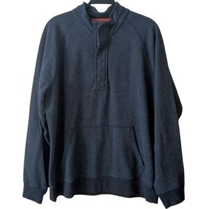 L.L. Bean Blue Quarter Zip Kangaroo Pocket Sweater Size Large
